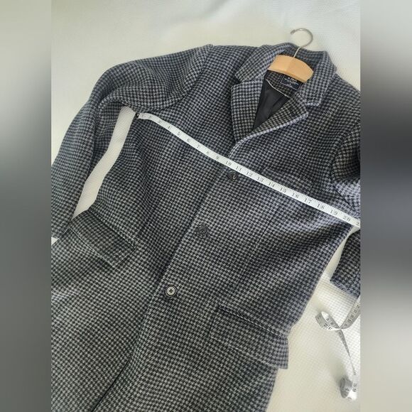 Abercrombie & Fitch Wool Blend Black and Gray Houndstooth Coat Jacket - Picture 10 of 12
